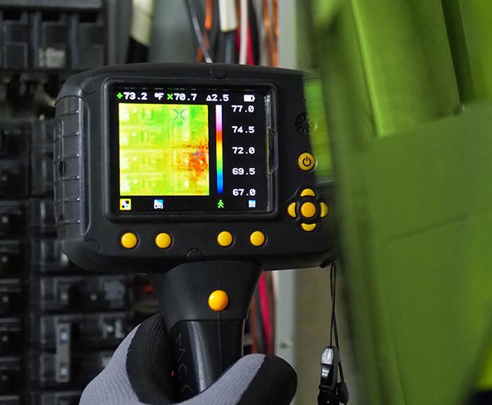 Infrared scanning technology locates excess heat, a tell-tale sign of electrical trouble.